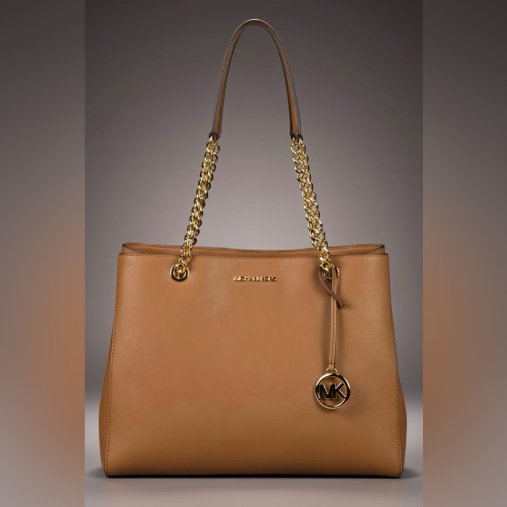 NWT Michael Kors Susannah Brown Leather Tote Bag
